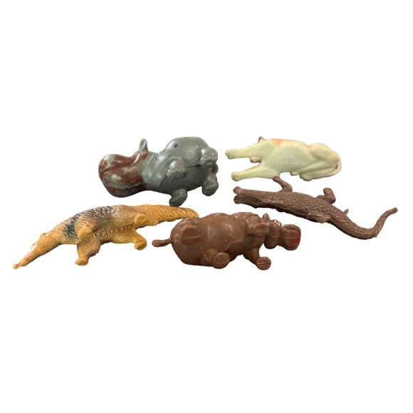 Vtg Safari Animals Cake Toppers Plastic Toys Hippo Lion Elephant Giraffe Ant Eat - Picture 6 of 7